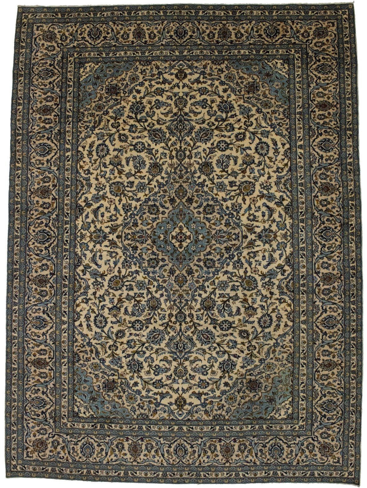 Semi Antique Beige Traditional 10X13 Kashan Persian Rug