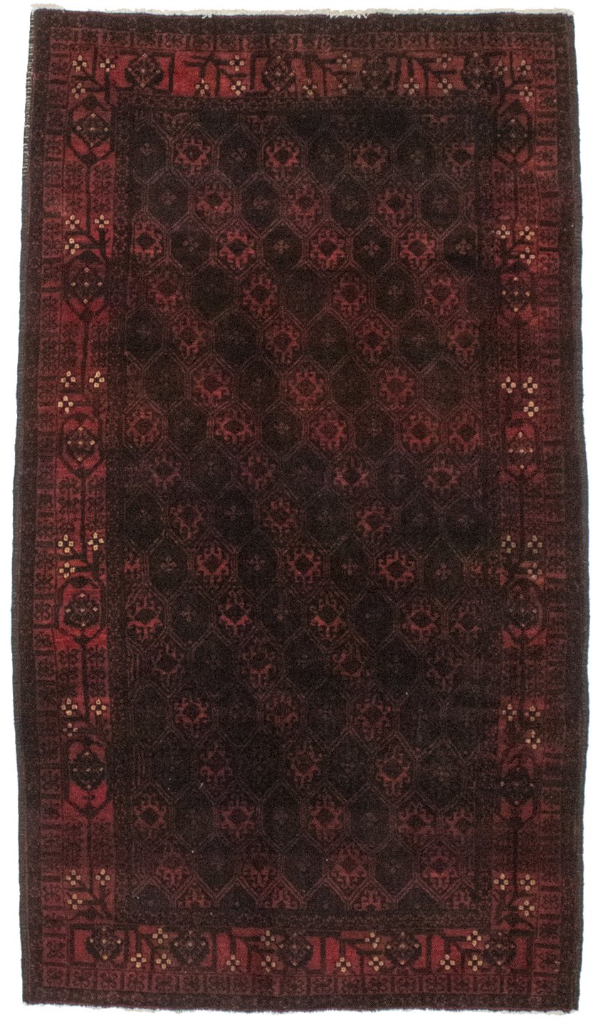 Vintage Red Tribal 4'3X7'6 Balouch Persian Rug