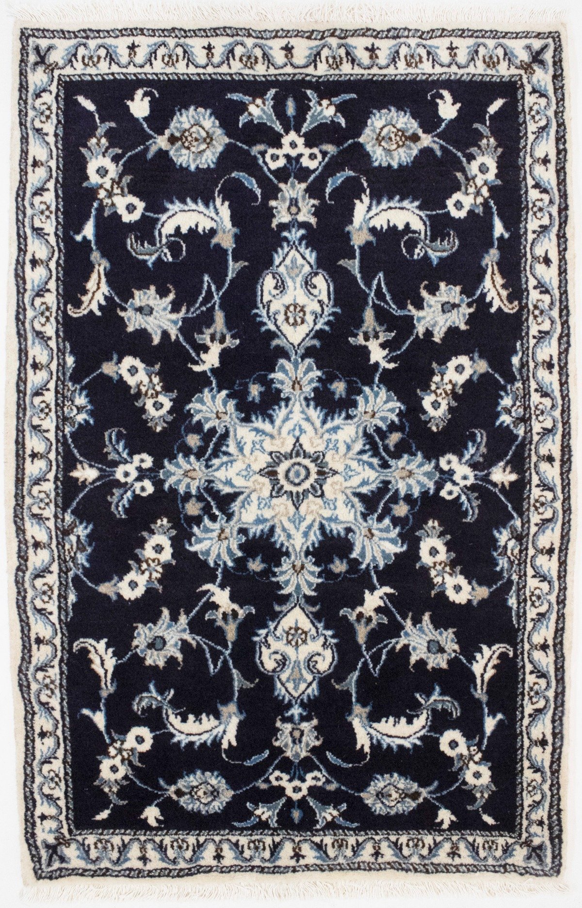 Navy Blue Floral Classic 3X4'6 Nain Persian Rug