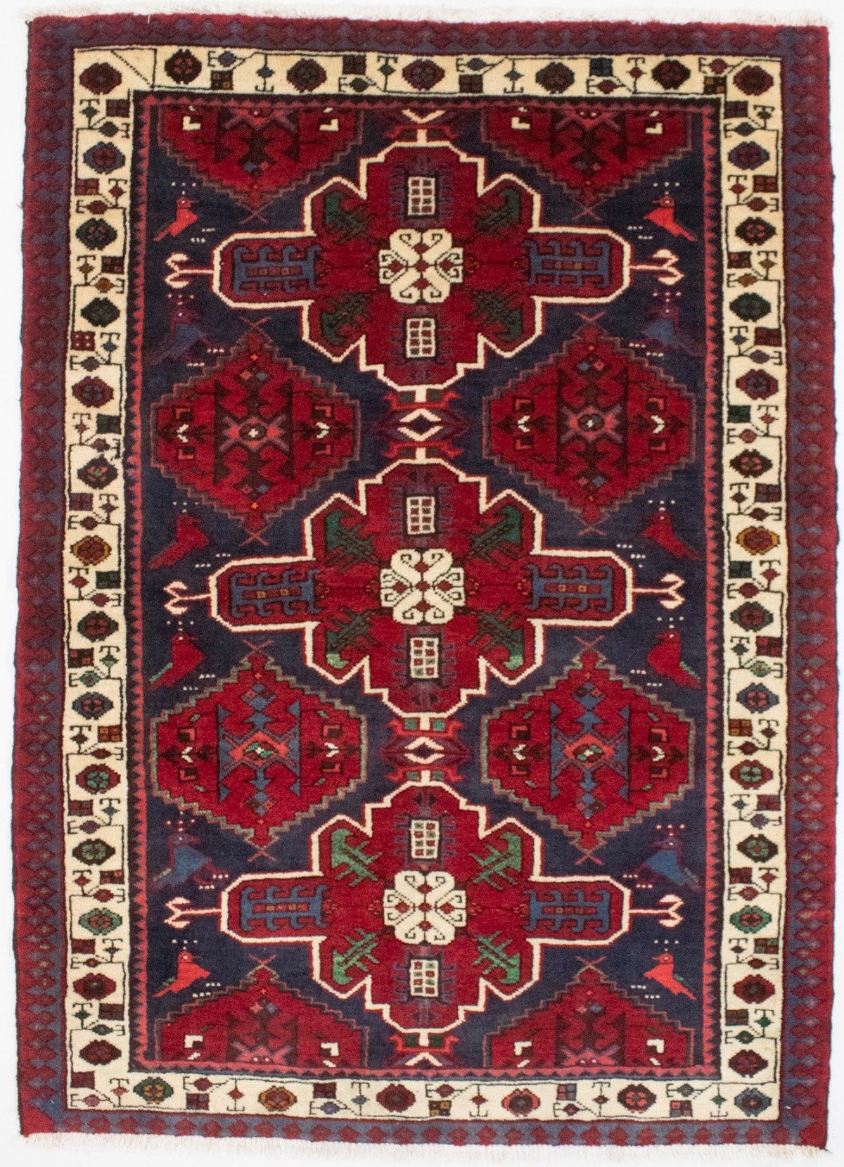 Vintage Red Tribal 4X5 Hamedan Persian Rug