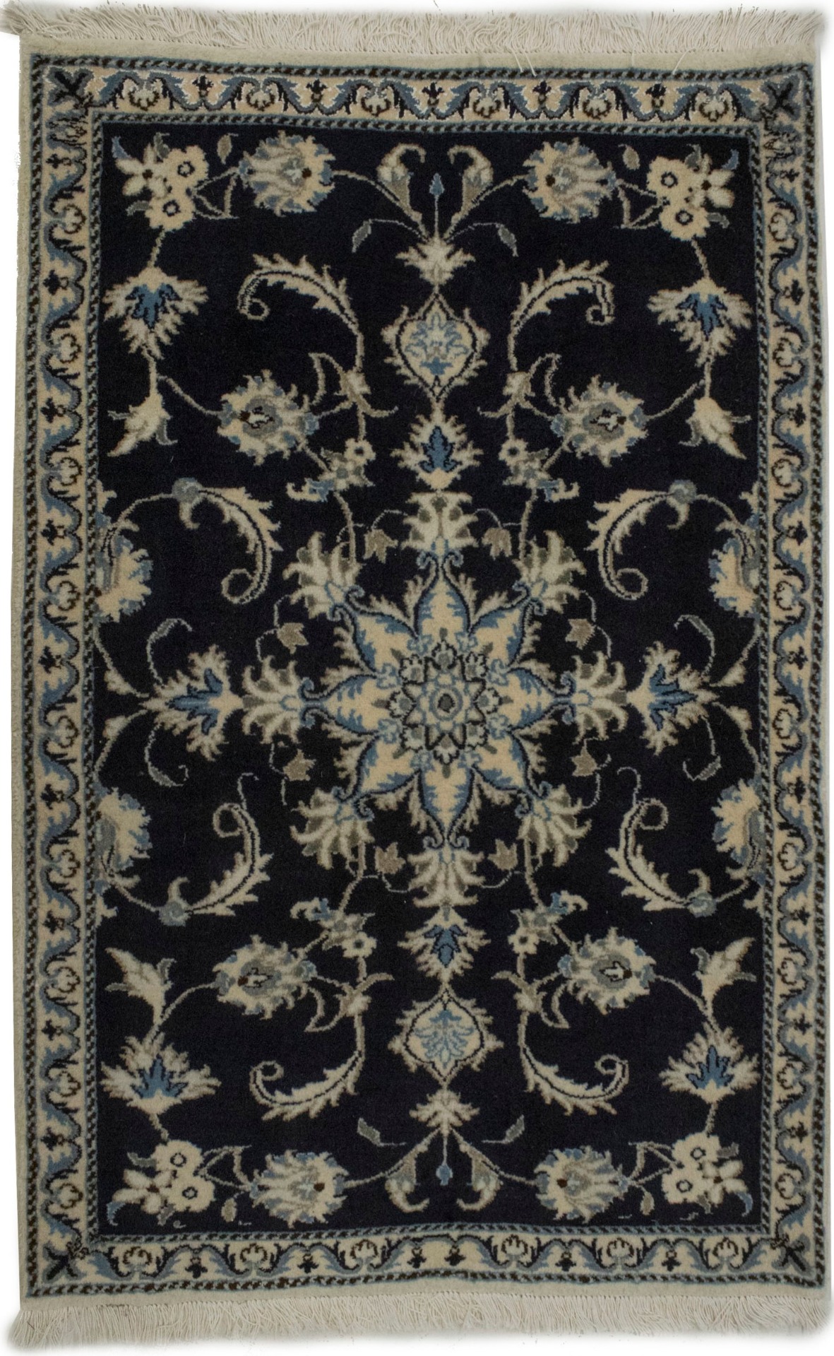 Navy Blue Floral Classic 3X4'5 Nain Persian Rug