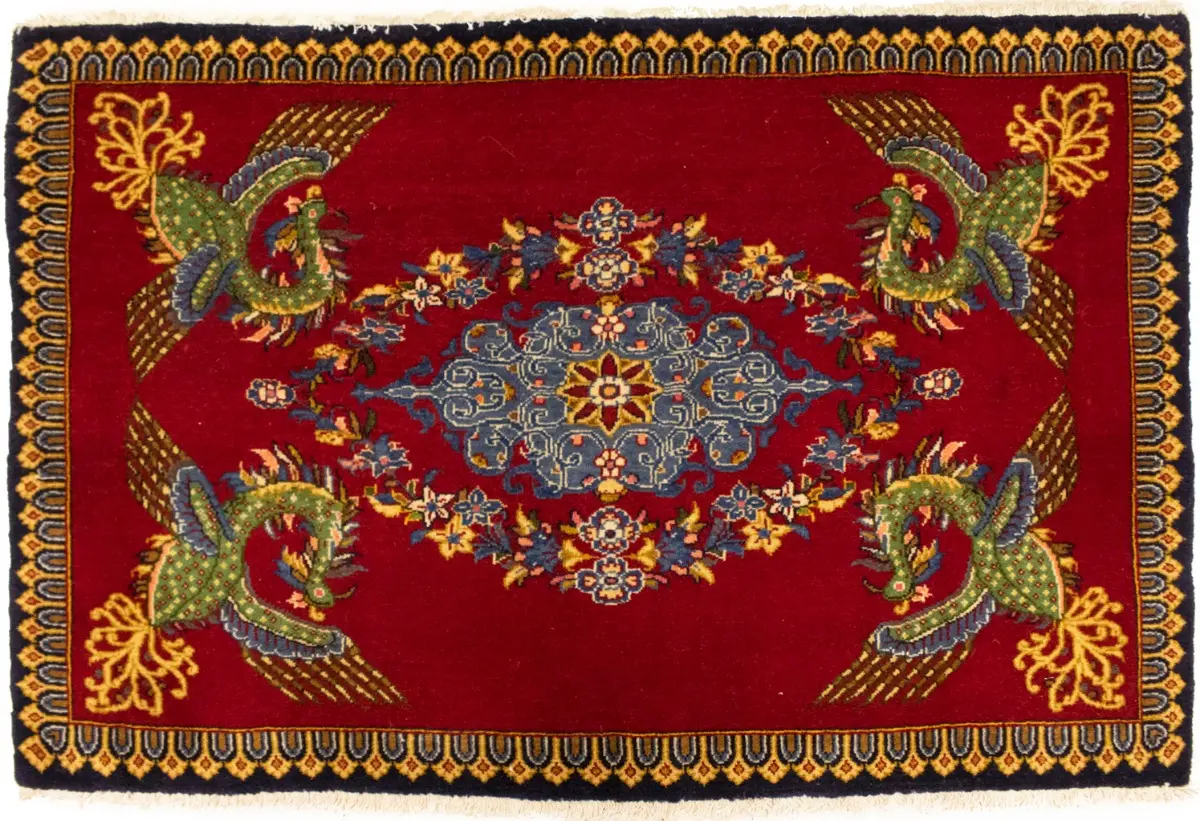 Magic Rugs Navy & Maroon Floral 3x4 Kirman Oriental Rug