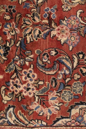 Semi Antique Scarlet Red Floral 10X13'5 Mahal Persian Rug
