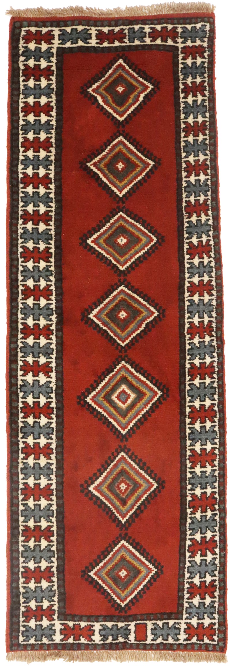 Vintage Orange-red Tribal 2X7 Ghoochan Persian Runner Rug