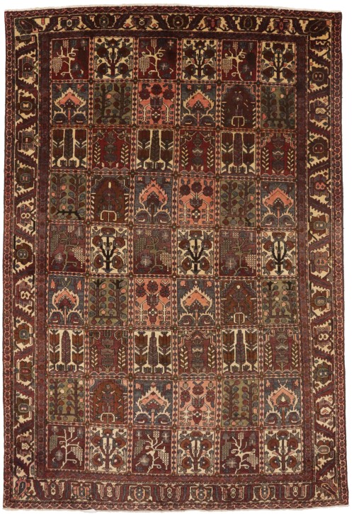 Brown Vintage Floral 7X10 Bakhtiari Persian Rug