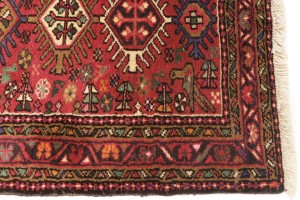 Vintage Red Geometric 2'6X6'2 Karajeh Persian Rug
