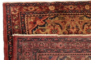 Golden Beige Vintage Floral 3'6X7'9 Hamedan Persian Rug