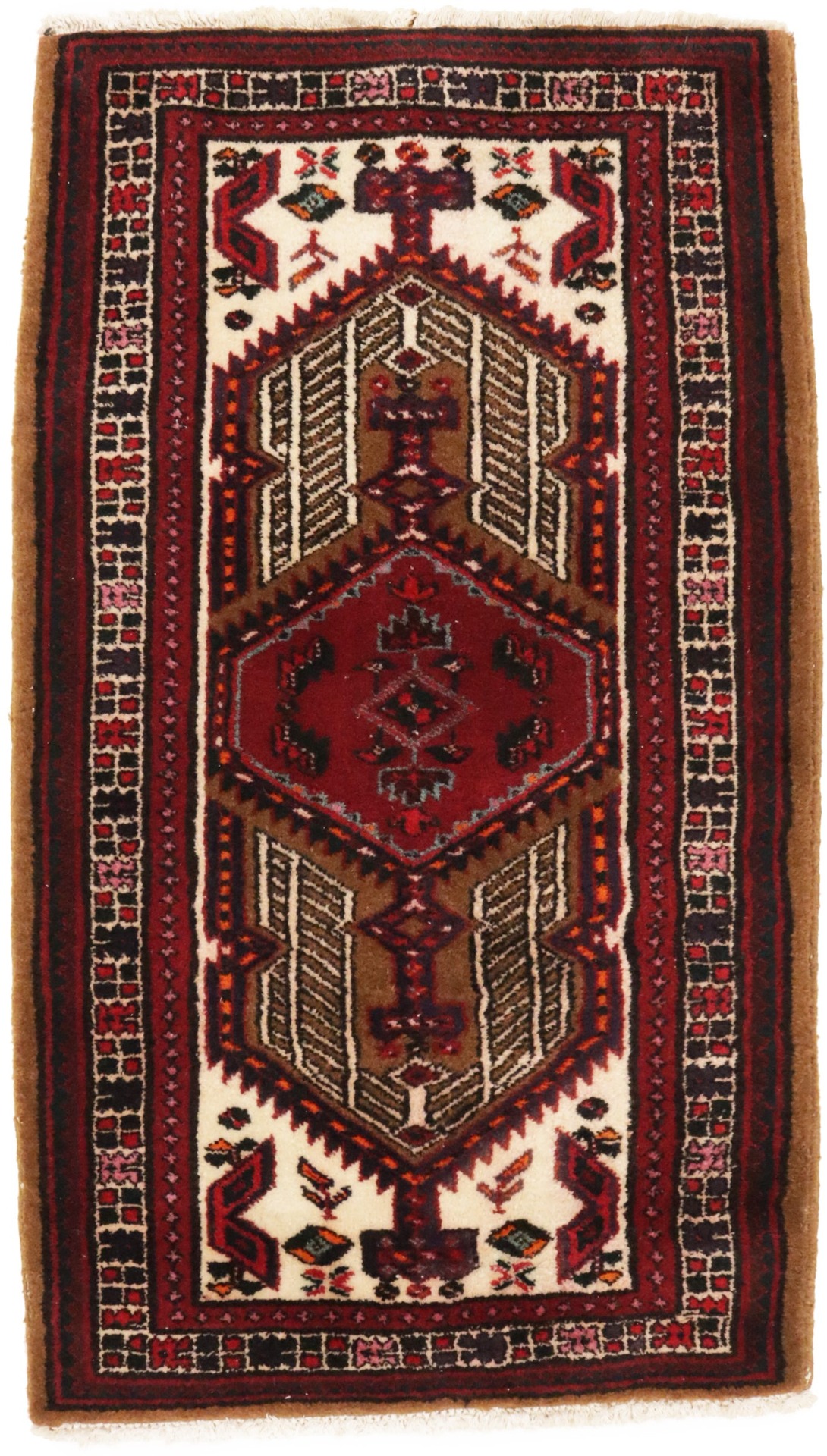 Vintage Red Tribal 2'4X4 Meshkin Persian Rug