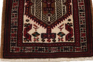 Vintage Red Tribal 2'4X4 Meshkin Persian Rug