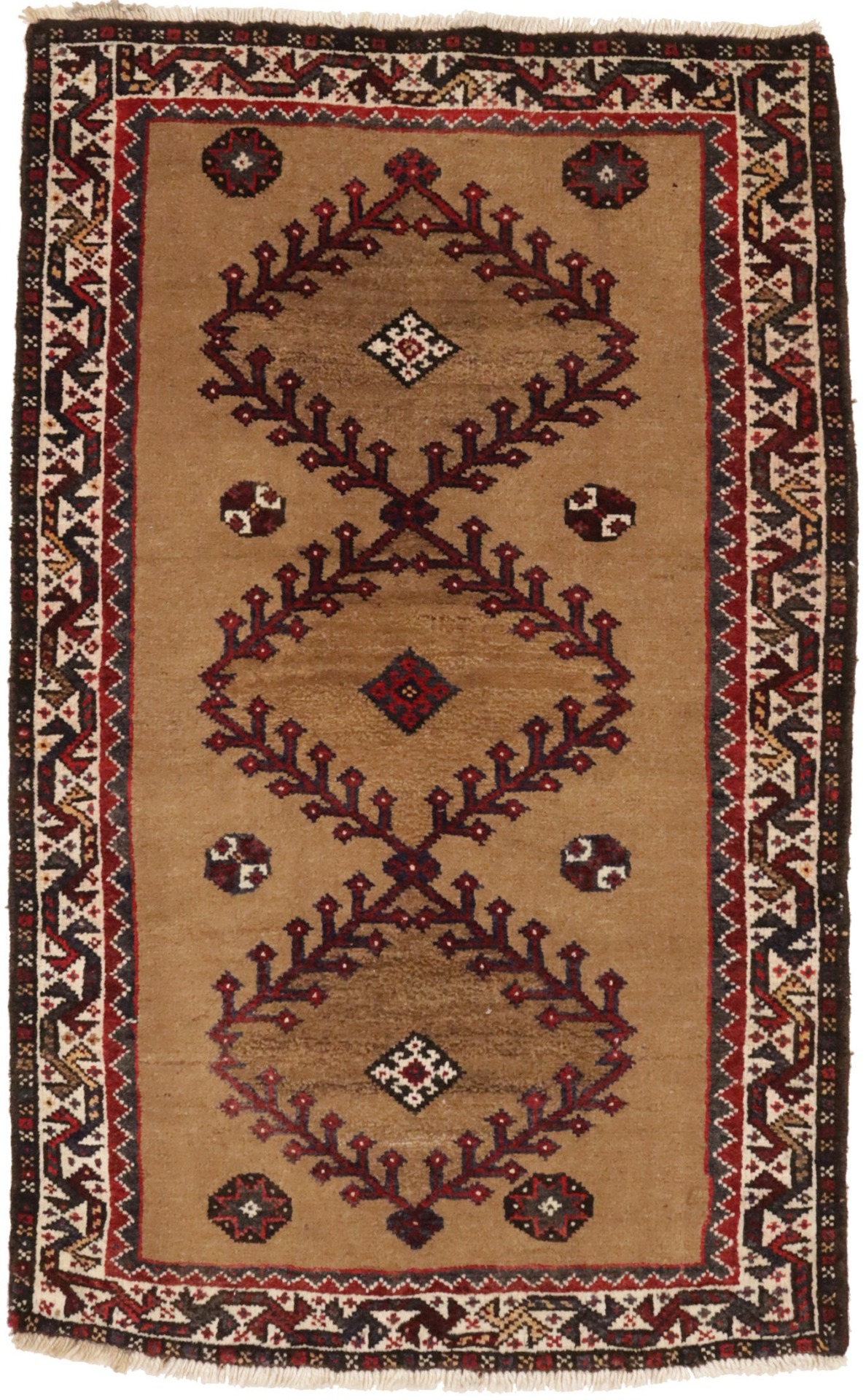 Vintage Khaki Tribal 2'4X3'8 Shiraz Persian Rug