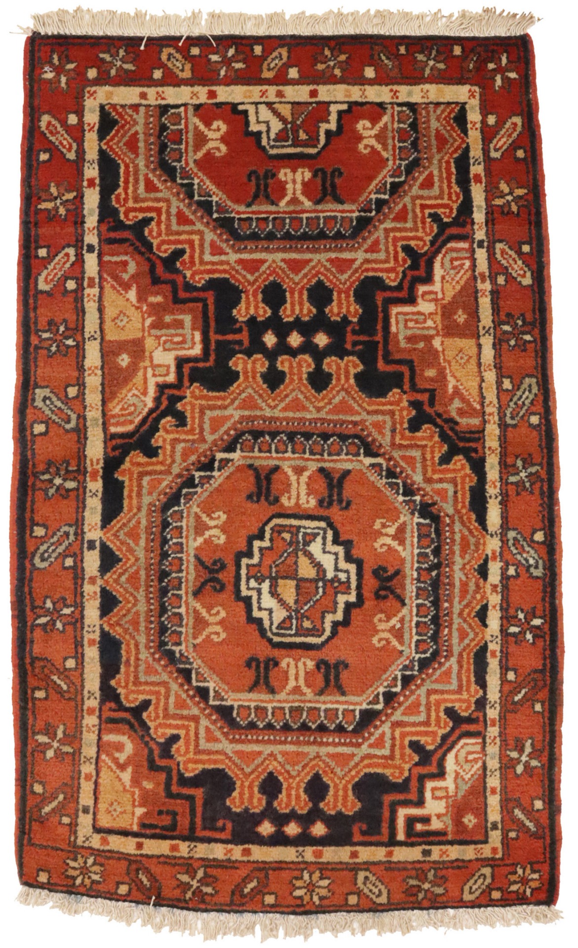 Vintage Tribal Orange 2'2X3'6 Karajeh Persian Rug