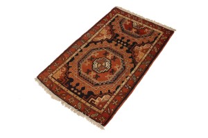 Vintage Tribal Orange 2'2X3'6 Karajeh Persian Rug