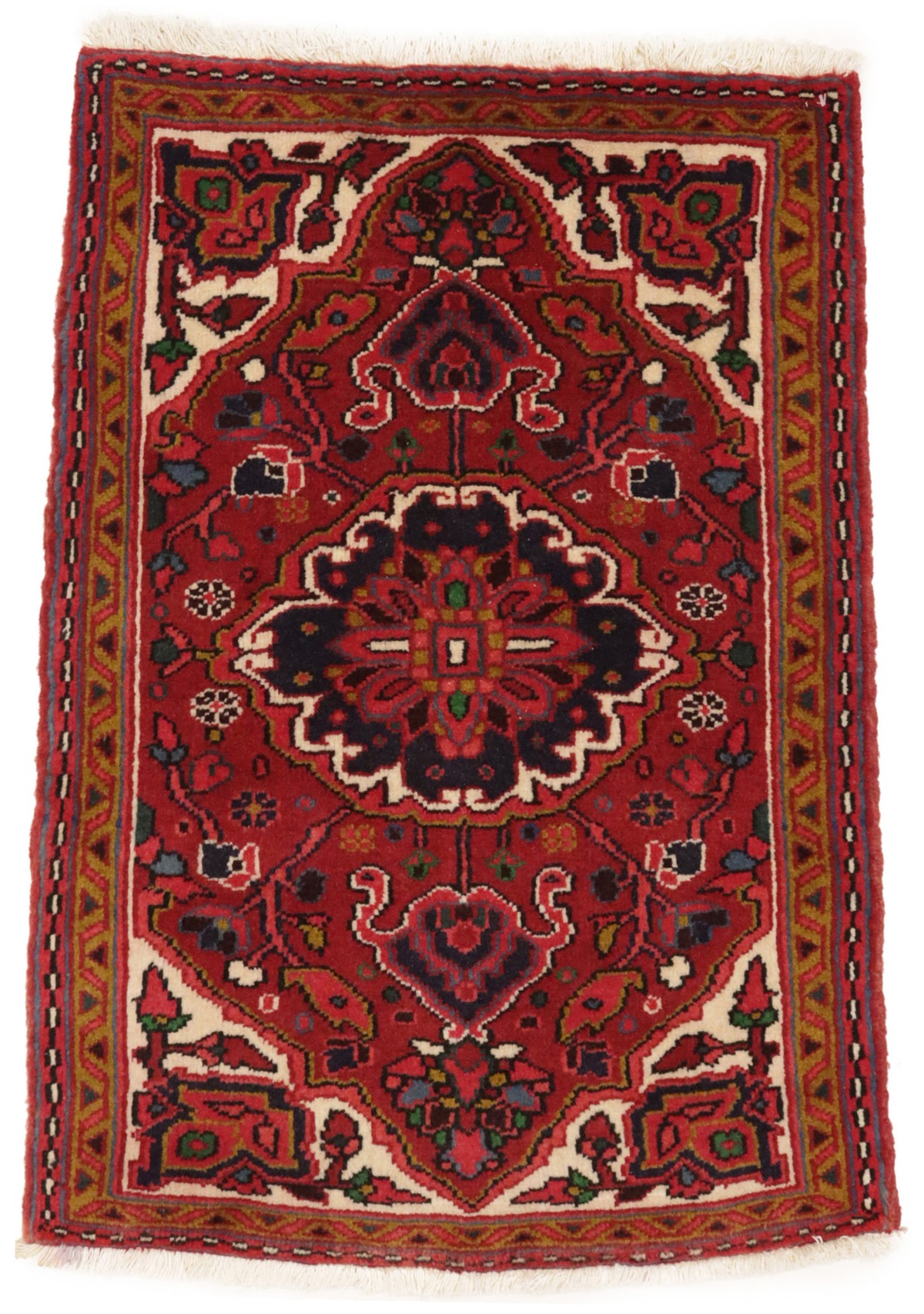 Vintage Floral Red 2'4X3'4 Goravan Heriz Persian Rug