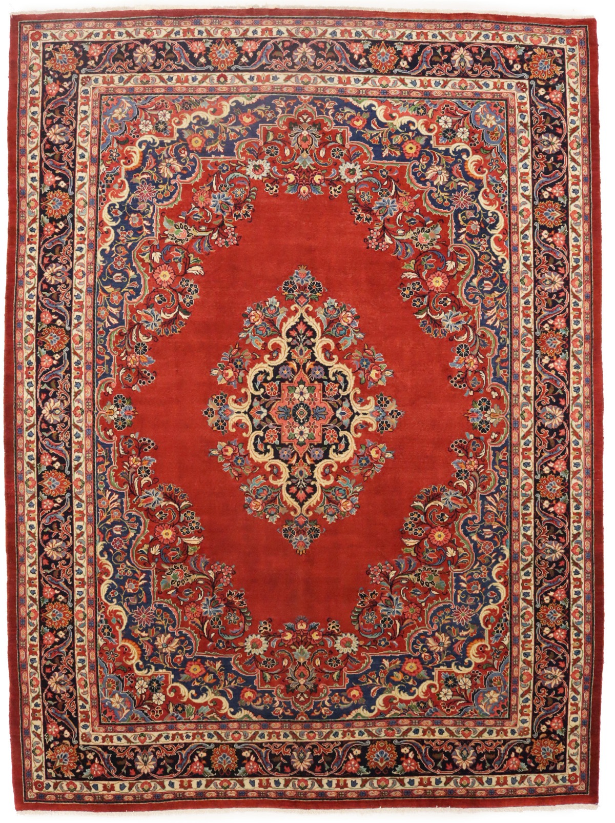 Semi Antique Orange-red Traditional 10X14 Mahal Persian Rug