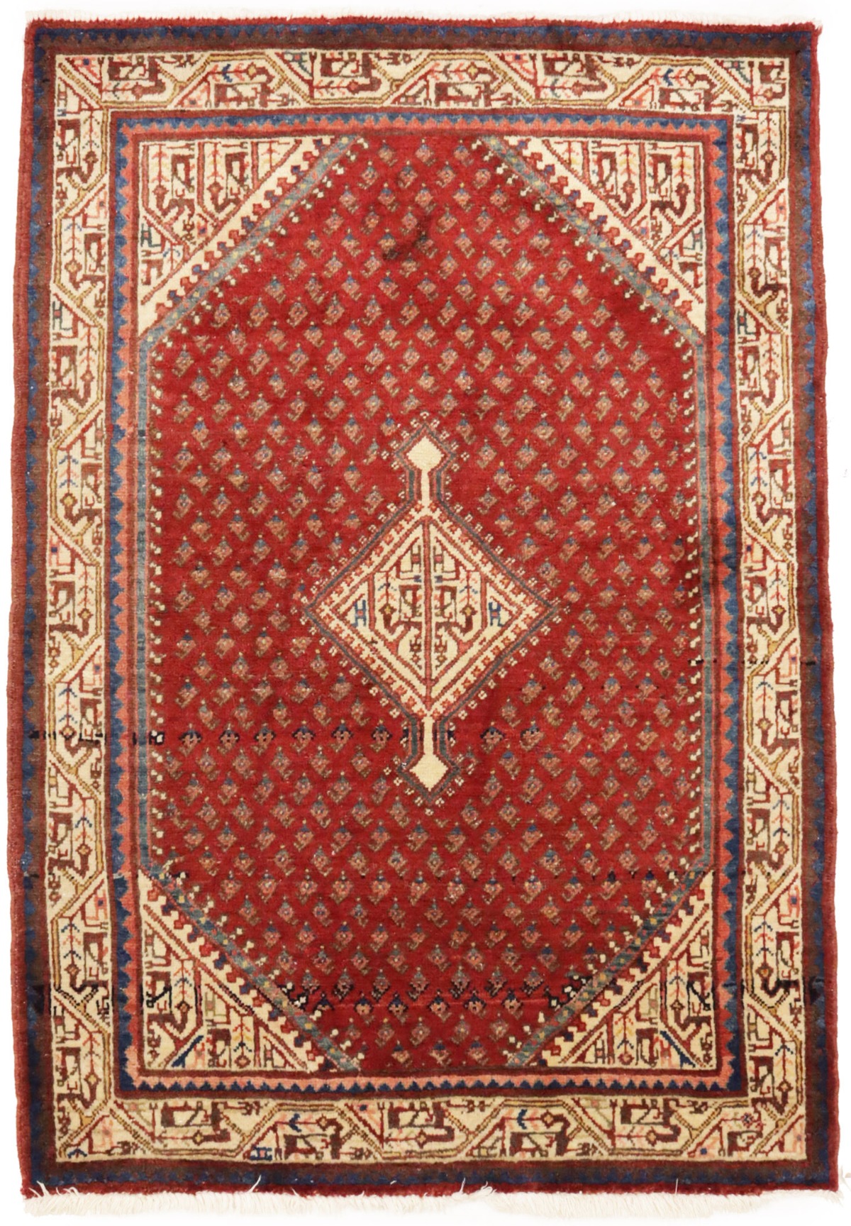 Vintage Tribal Red 3'6X5 Botemir Persian Rug