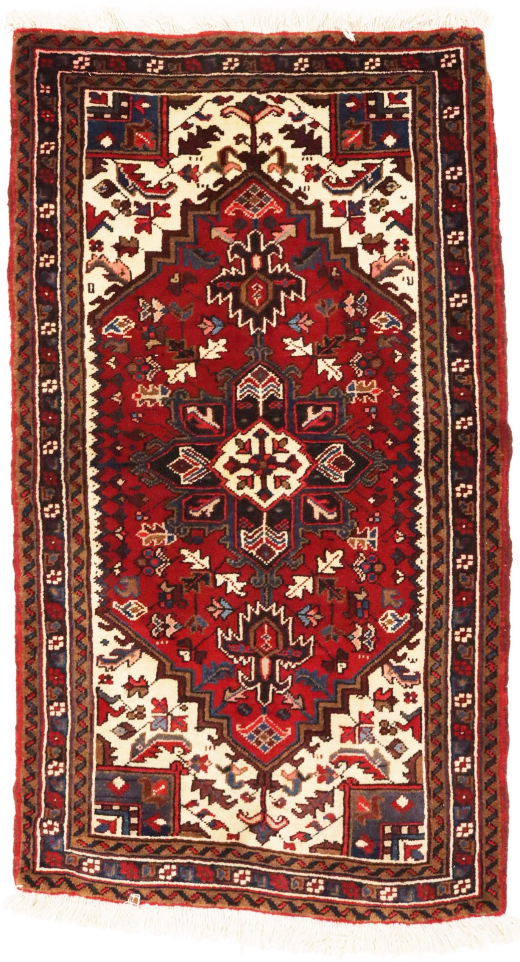 Vintage Red Geometric 3X5 Heriz Persian Rug