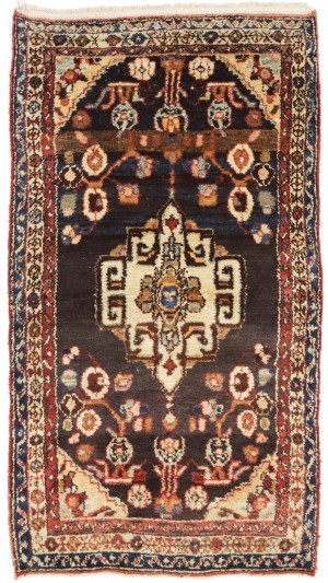 Muted Dark Brown Vintage Floral Tribal 3X6 Hamedan Persian Oriental Rug