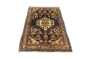 Muted Dark Brown Vintage Floral Tribal 3X6 Hamedan Persian Oriental Rug