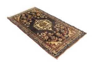 Muted Dark Brown Vintage Floral Tribal 3X6 Hamedan Persian Oriental Rug