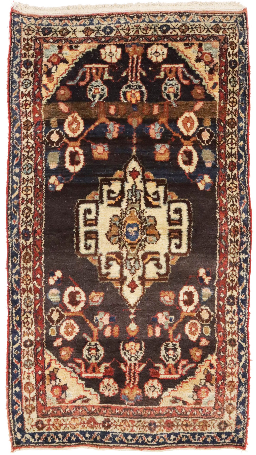 Vintage Floral Tribal 3X6 Hamedan Persian Rug