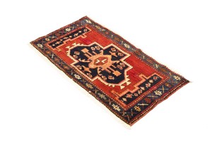 Vintage Red Geometric 2X4 Heriz Persian Rug