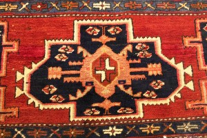 Vintage Red Geometric 2X4 Heriz Persian Rug