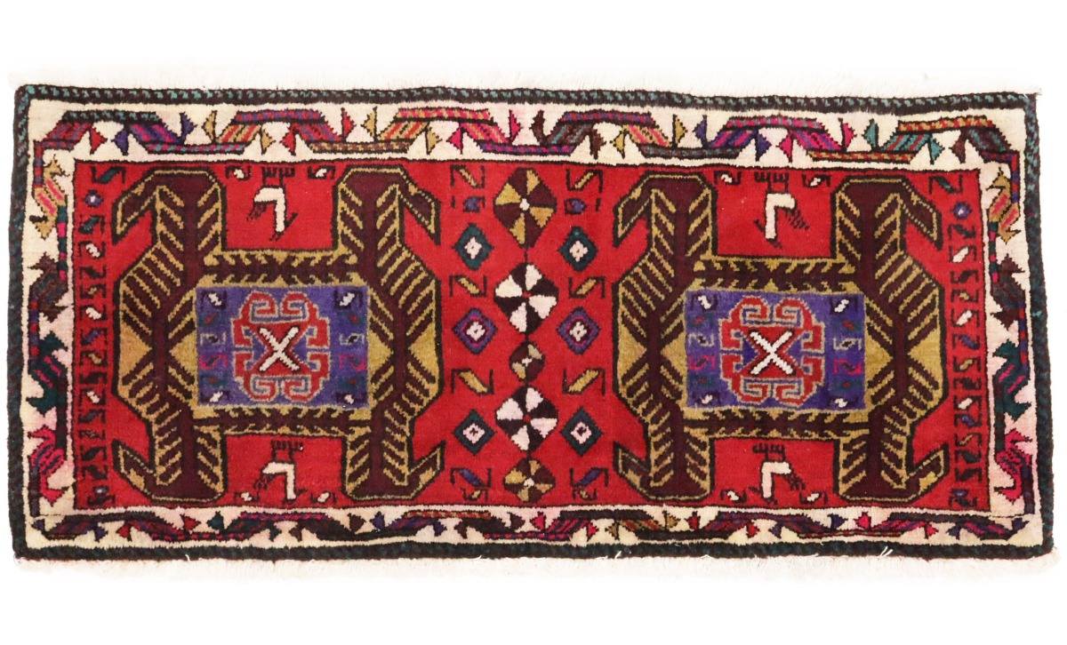 Vintage Red Tribal 2X4 Meshkin Persian Rug