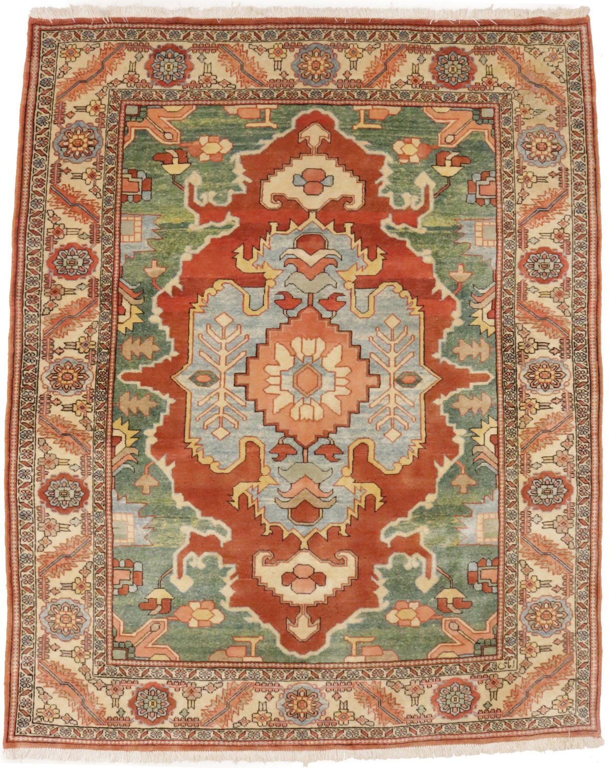 Vintage Floral Traditional 6'9X8'6 Heriz Persian Rug