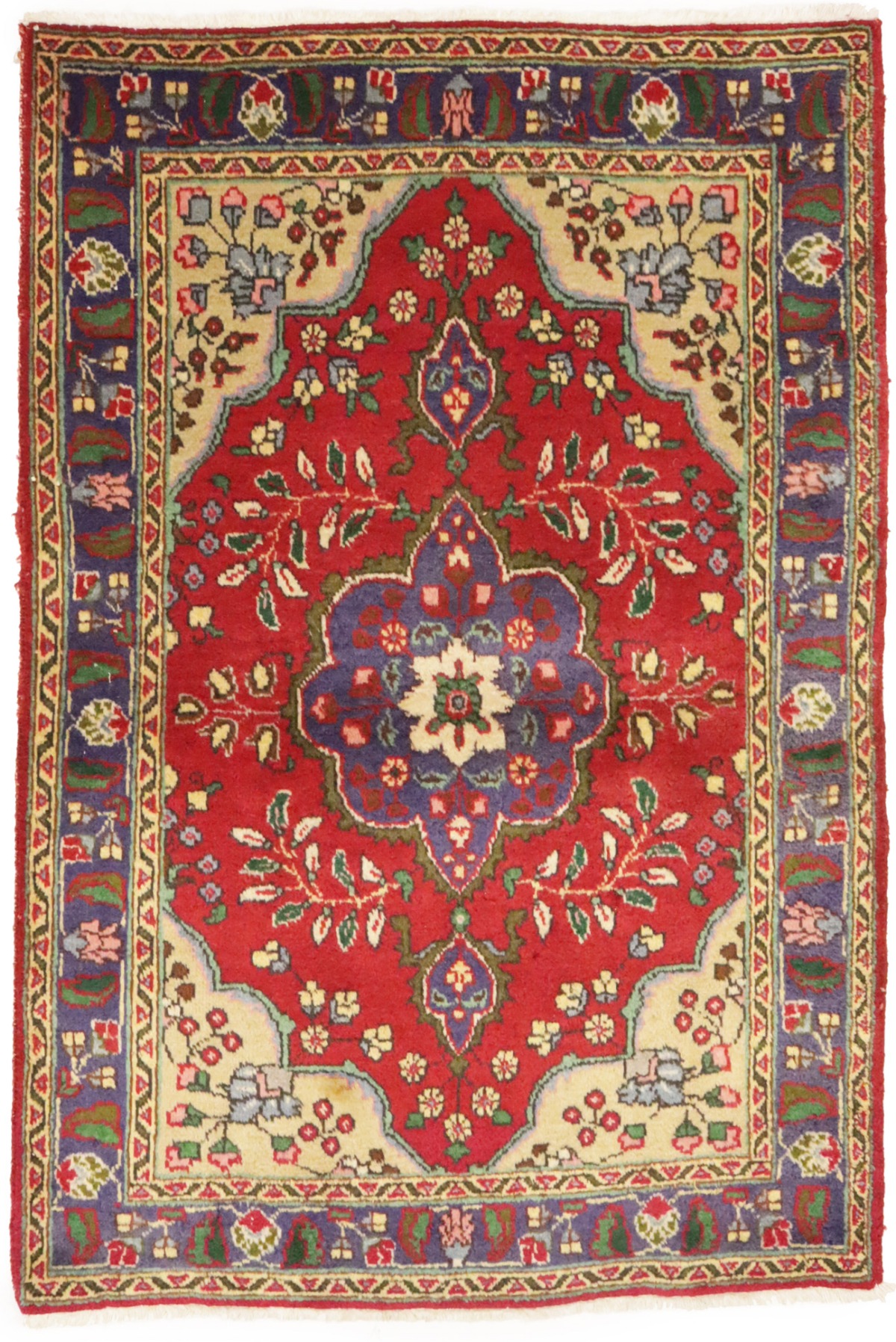Vintage Floral Red 3X5 Tabriz Persian Rug