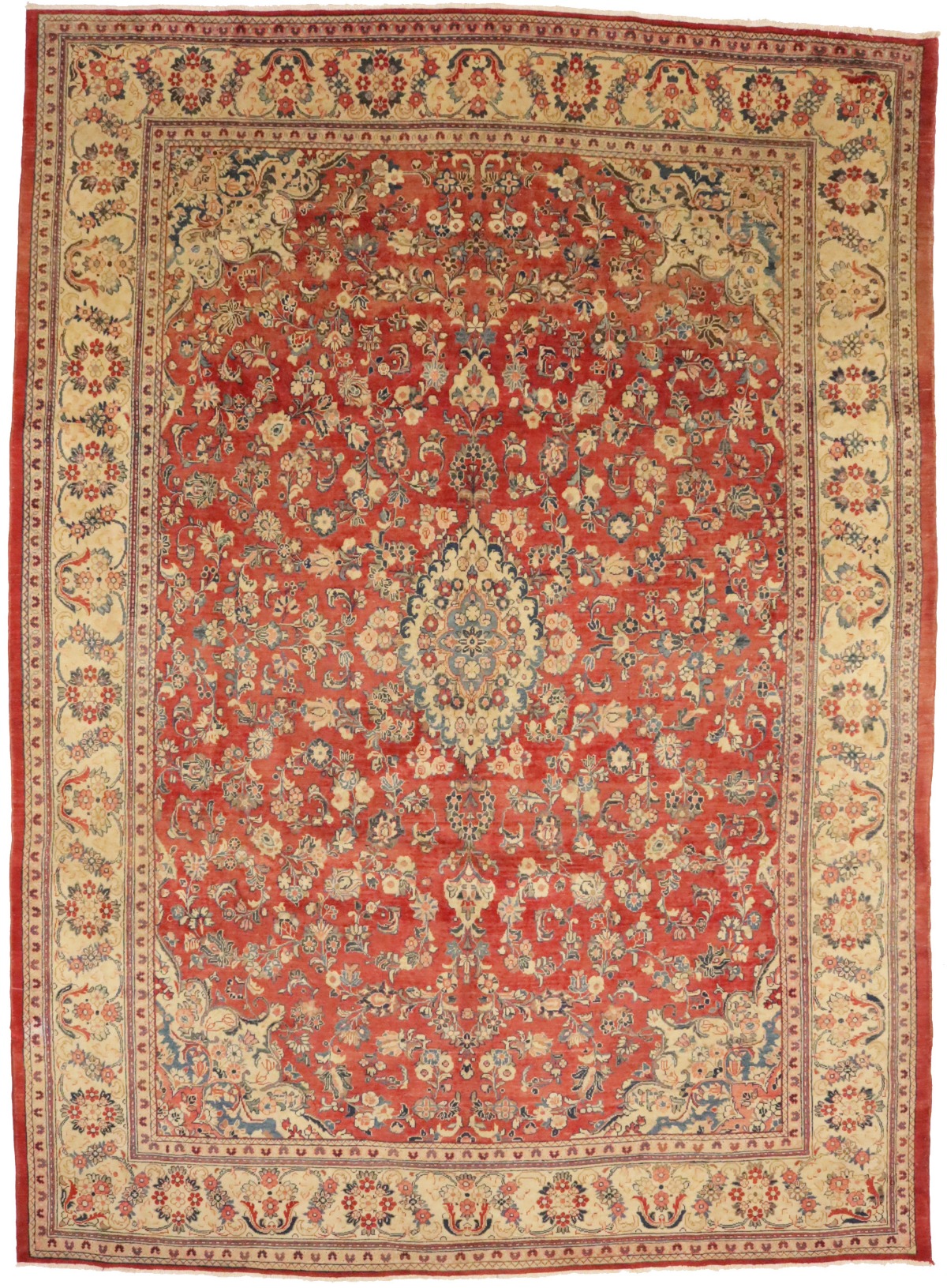 Semi Antique Red Floral 10X14 Mahal Persian Rug