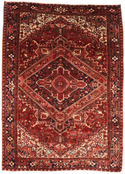 Muted Red Semi Antique Geometric 8X11 Heriz Persian Rug