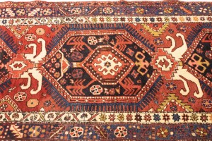 Vintage Geometric Tribal 4X14 Heriz Karajeh Persian Runner Rug