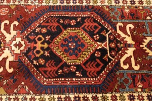 Vintage Geometric Tribal 4X14 Heriz Karajeh Persian Runner Rug