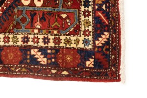 Vintage Geometric Tribal 4X14 Heriz Karajeh Persian Runner Rug