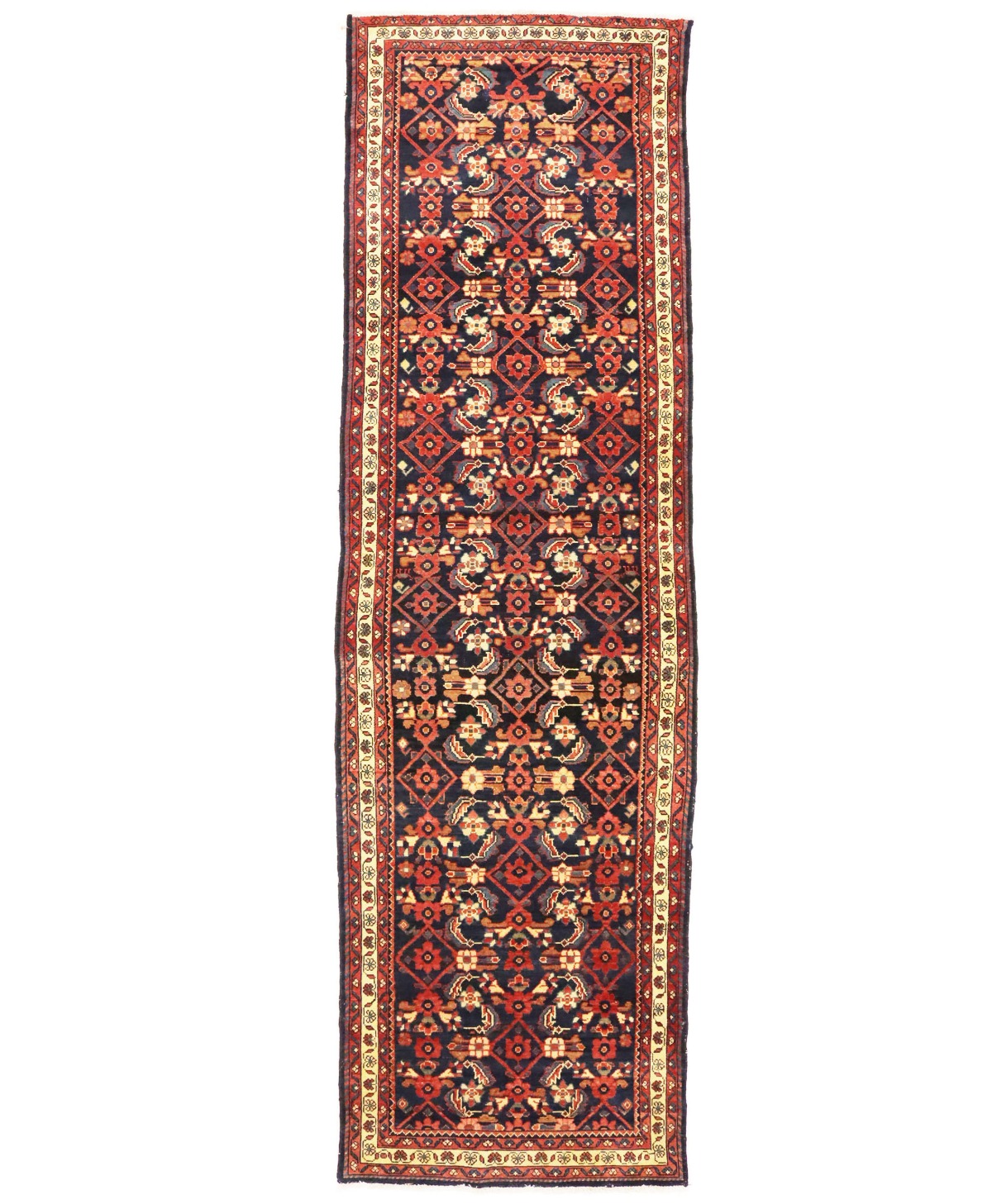 Semi Antique Tribal 3'8X11'6 Malayer Persian Runner Rug