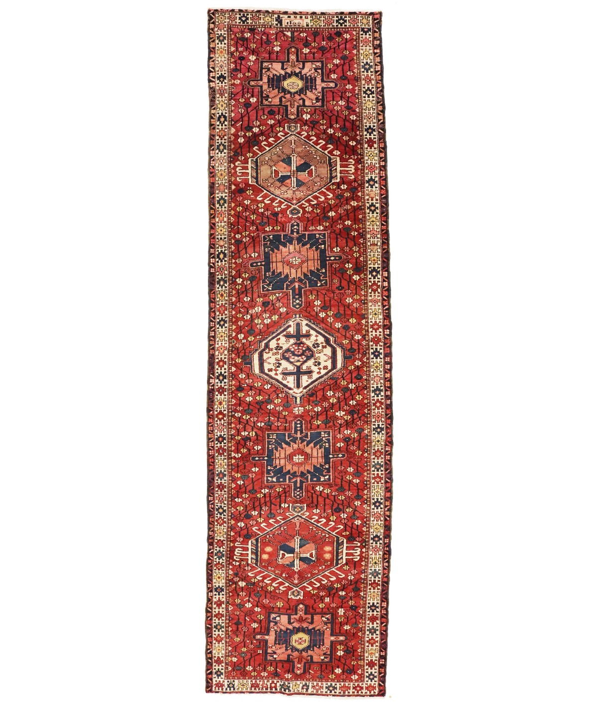 Vintage Rusty Red Tribal 4X14 Karajeh Persian Runner Rug