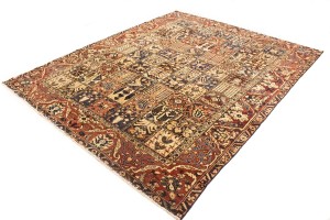 Semi Antique Pictorial Floral 10X12'5 Bakhtiari Persian Rug