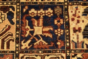 Semi Antique Pictorial Floral 10X12'5 Bakhtiari Persian Rug