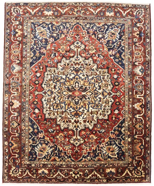 Vintage Rusty Red Floral 10'6X13 Bakhtiari Persian Rug