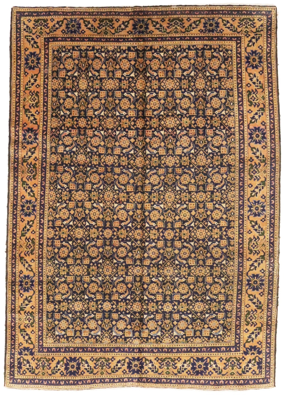 Semi Antique Purple Geometric 7'4X10'5 Ardabil Persian Rug
