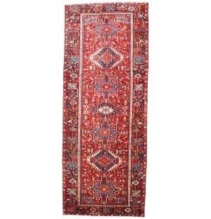 Vintage Red Tribal 5X13 Karajeh Persian Runner Rug