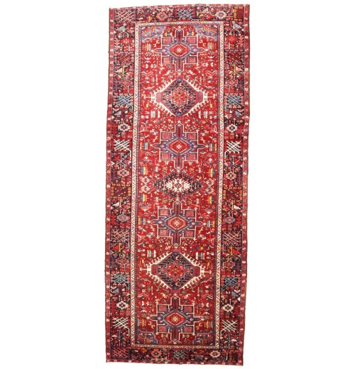 Vintage Red Tribal 5X13 Karajeh Persian Runner Rug