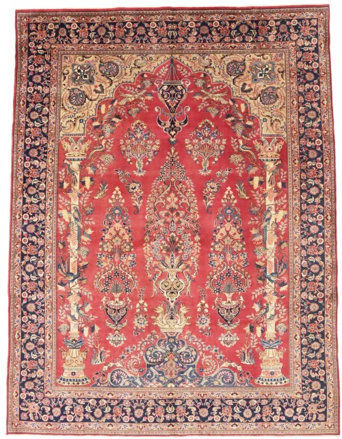 Rose Red Vintage Traditional 10X13 Kashmar Persian Oriental Rug