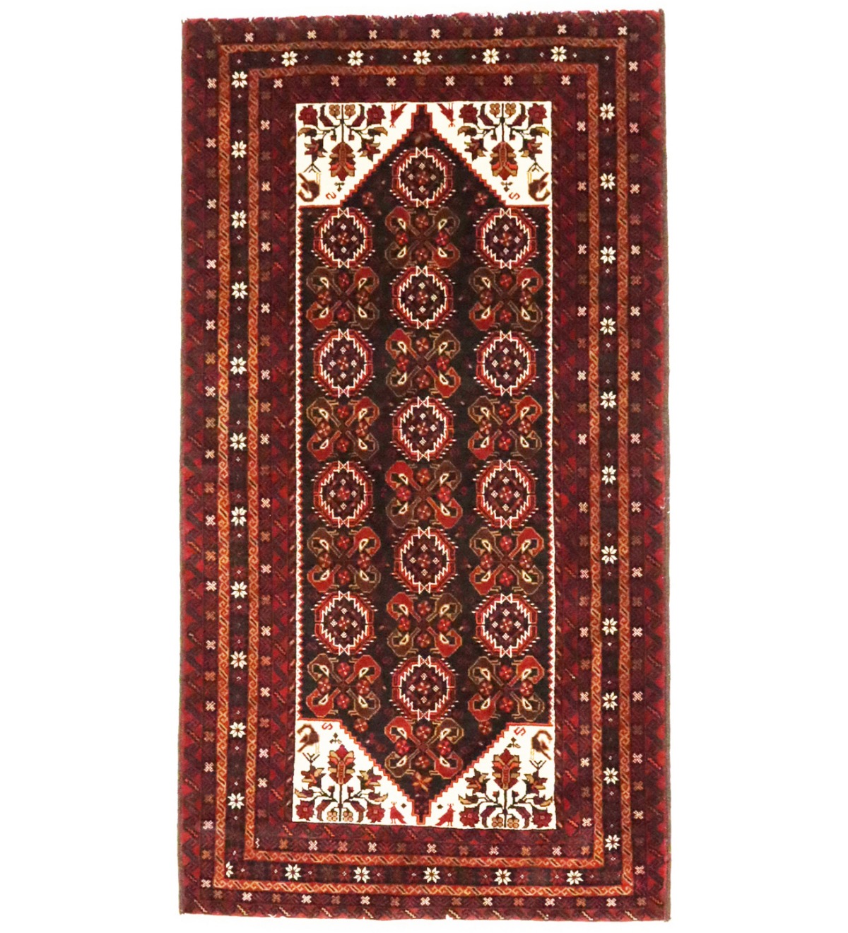 Vintage Plum Tribal 3'7X6'8 Balouch Persian Rug