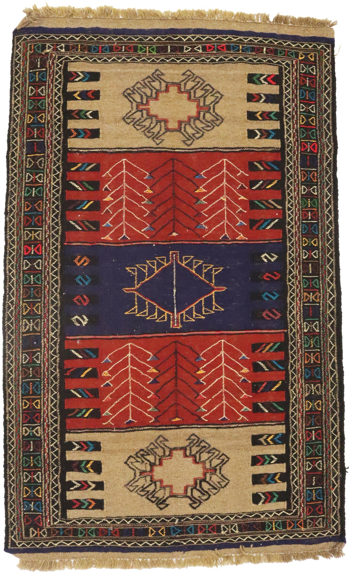 Multicolored Tribal 4X6 Sumak Herati Persian Rug