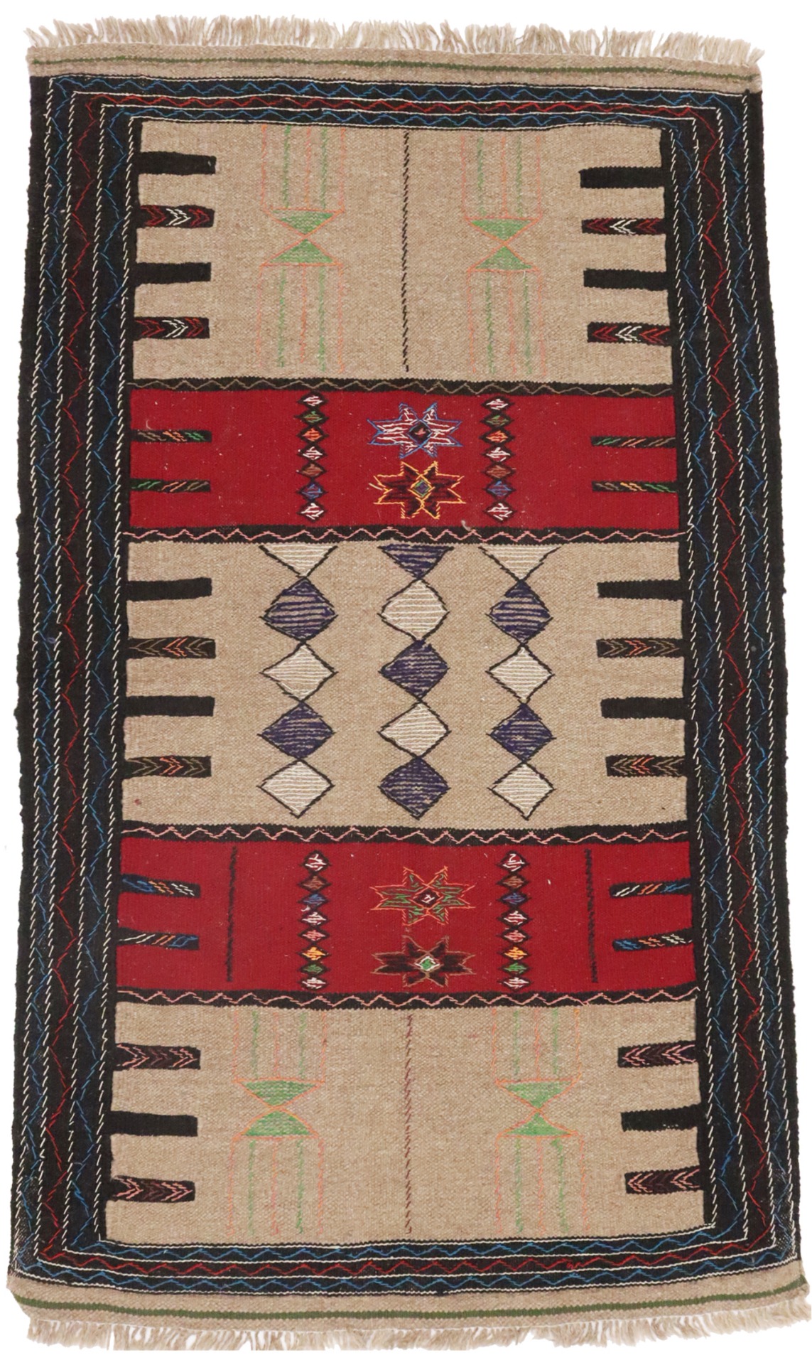 Beige Tribal 3'6X6 Sumak Herati Persian Rug