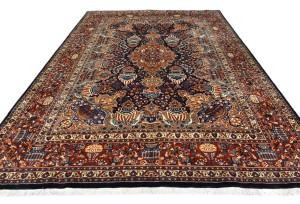 Purple-navy Vintage Pictorial 10X13 Kashmar Persian Oriental Rug