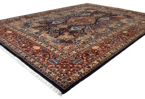 Purple-navy Vintage Pictorial 10X13 Kashmar Persian Oriental Rug