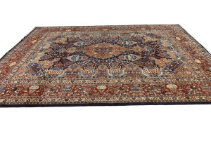 Purple-navy Vintage Pictorial 10X13 Kashmar Persian Oriental Rug