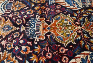 Purple-navy Vintage Pictorial 10X13 Kashmar Persian Oriental Rug